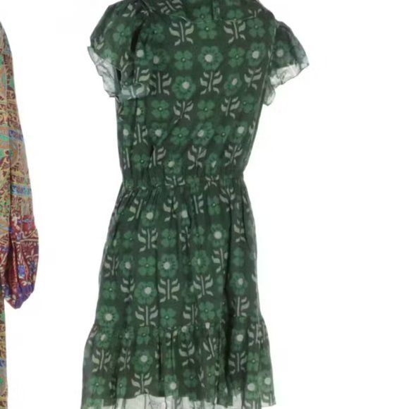 NWT Trovata Birds of Paradis Marcella Cotton Mini Dress in Clover Patch Sz Med - Picture 3 of 4